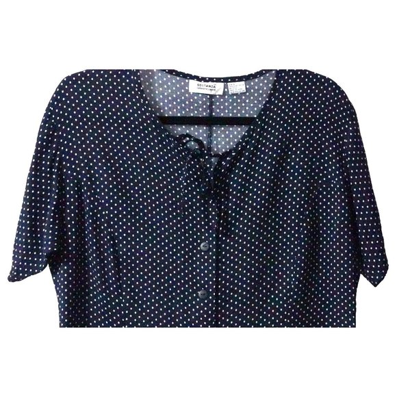 Vintage Sostanza Romper Size M Rayon Polka Dot Print 90s Shorts Jumper Button Fr - Picture 3 of 7